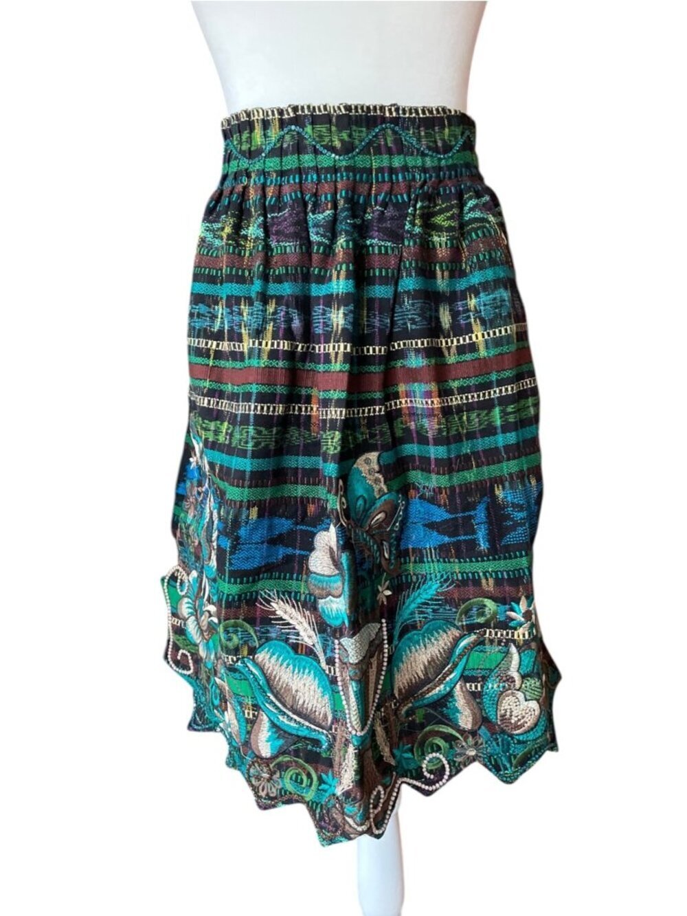 Vintage Guatemalan Hand Woven Half Apron Delantal Intricate Butterfly Floral Emb